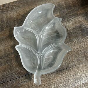 Vintage Viking Leaf-Shaped Glass Dish